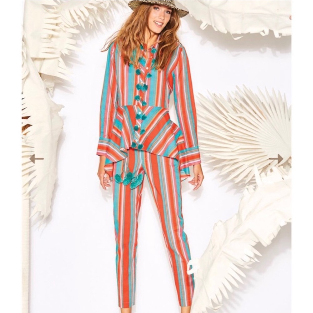FIGUE Zuri tassel colorful striped Ankle pants
